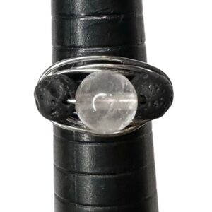 Handmade Rose Quartz Lava Rock handmade ring